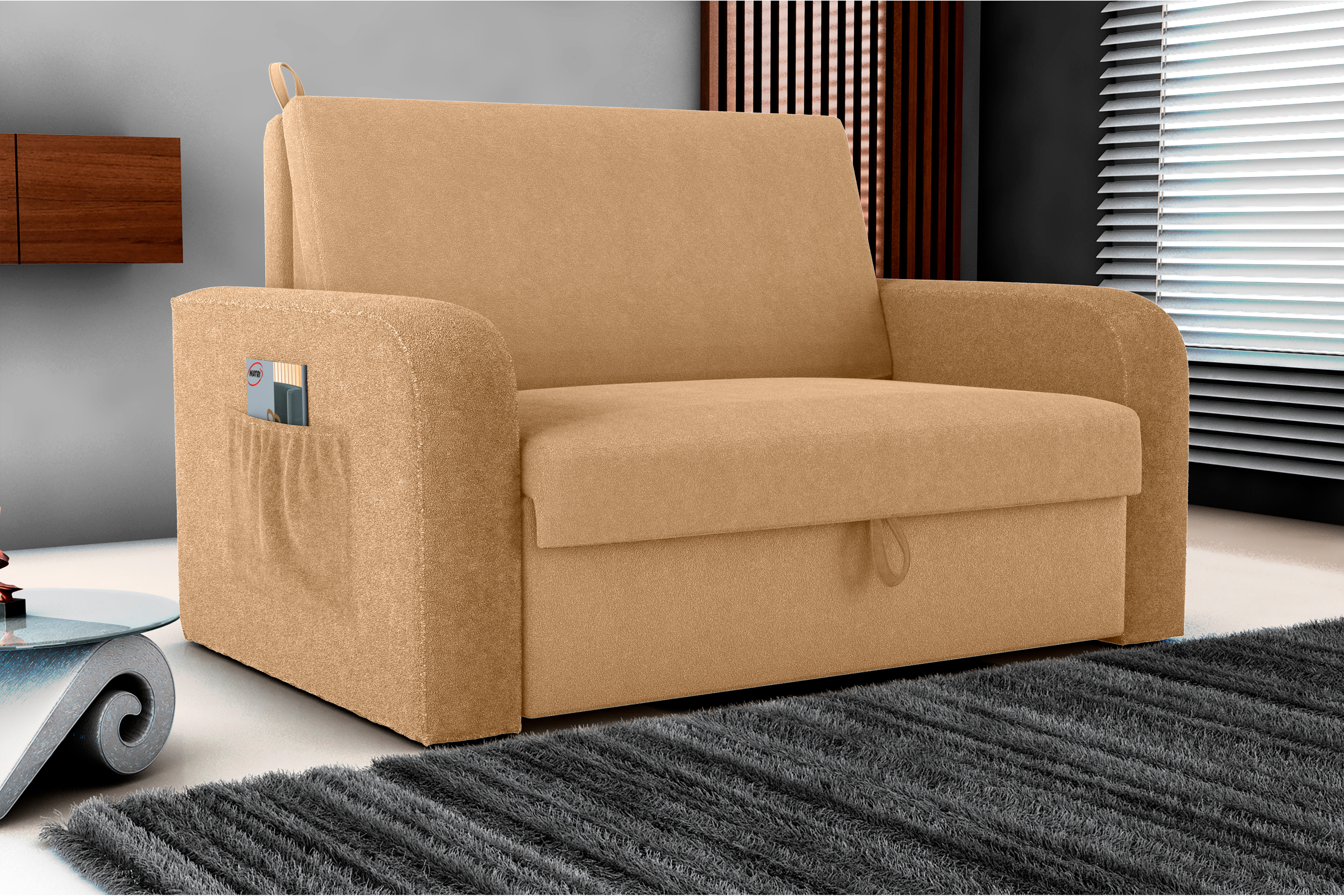 Sofa cama Daiane Tecido: F-493 Bouclê