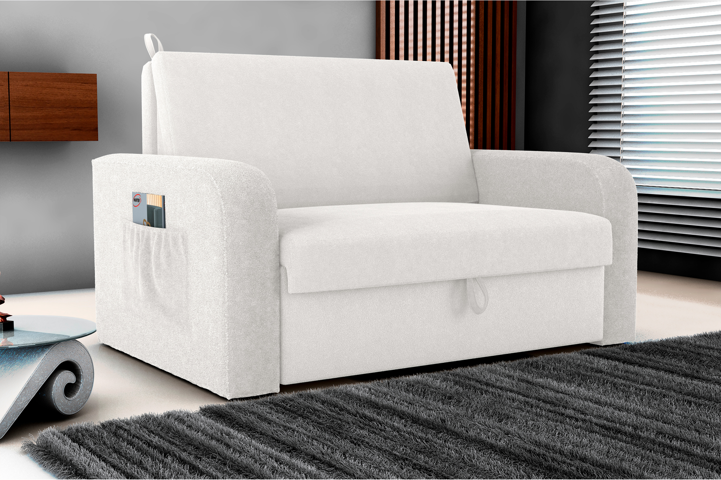 Sofa cama Daiane Tecido: F-492 Bouclê