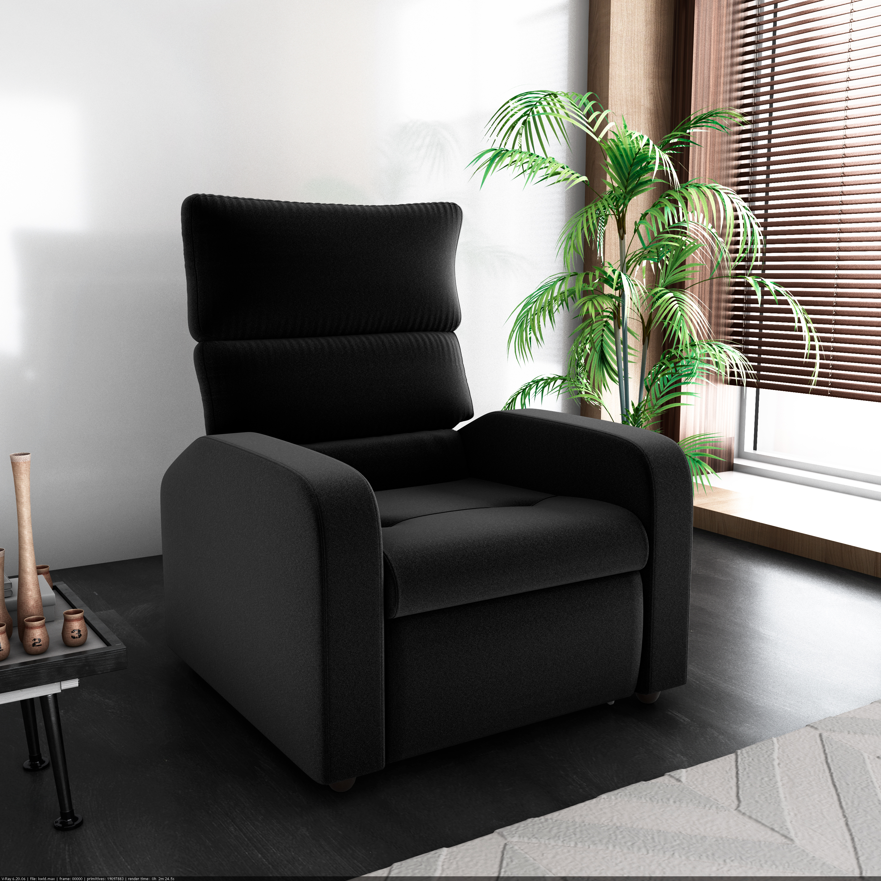 Poltrona reclinavel Kwid Tecido: F-451 Veludo inca