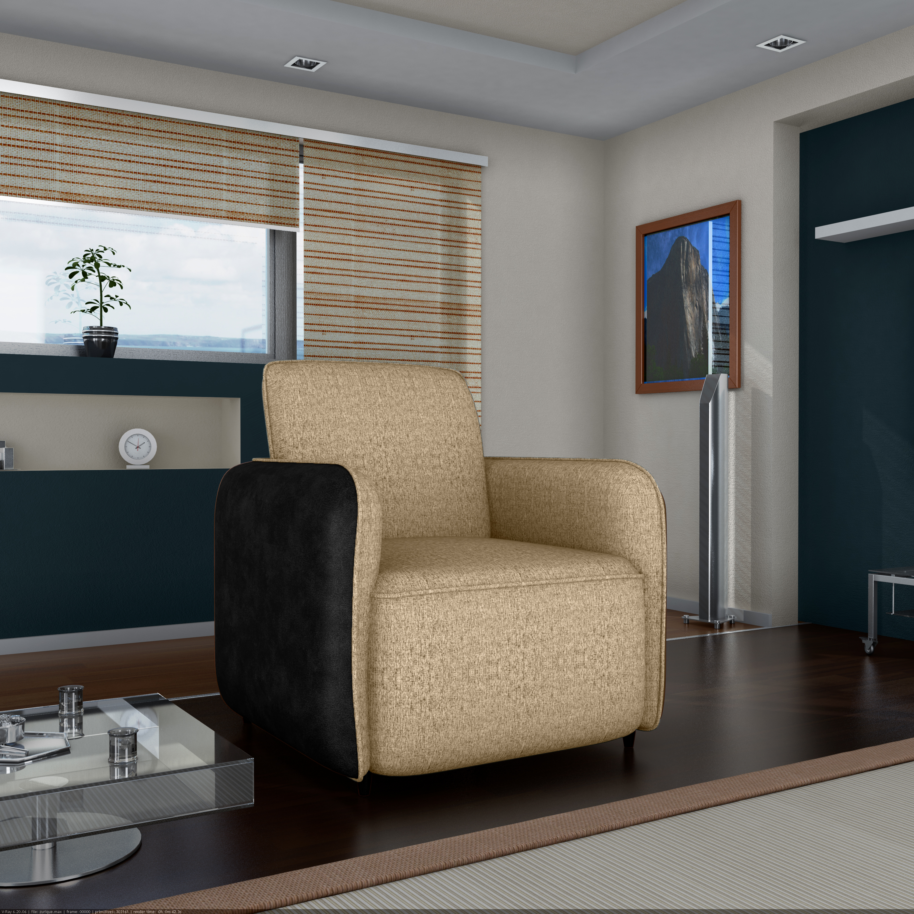 Poltrona decorativa Zurique Tecido: E-486 Vancouver linen