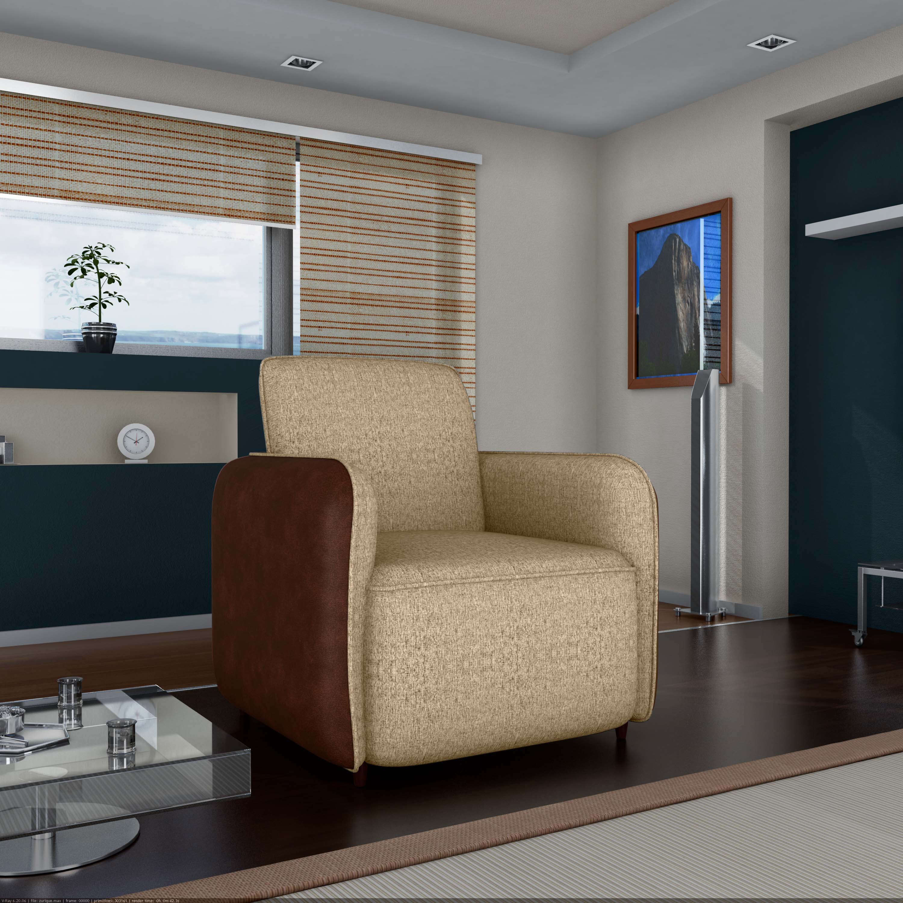 Poltrona decorativa Zurique Tecido: E-486 Vancouver linen