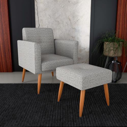 Poltrona + puff Pequim Tecido: F-490 Plano milenum